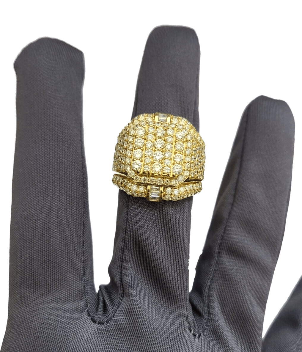 Real 10k Yellow Gold Diamond Ring White Genuine 4.09CT Diamonds 10kt Size 10 - GoldenlinQ