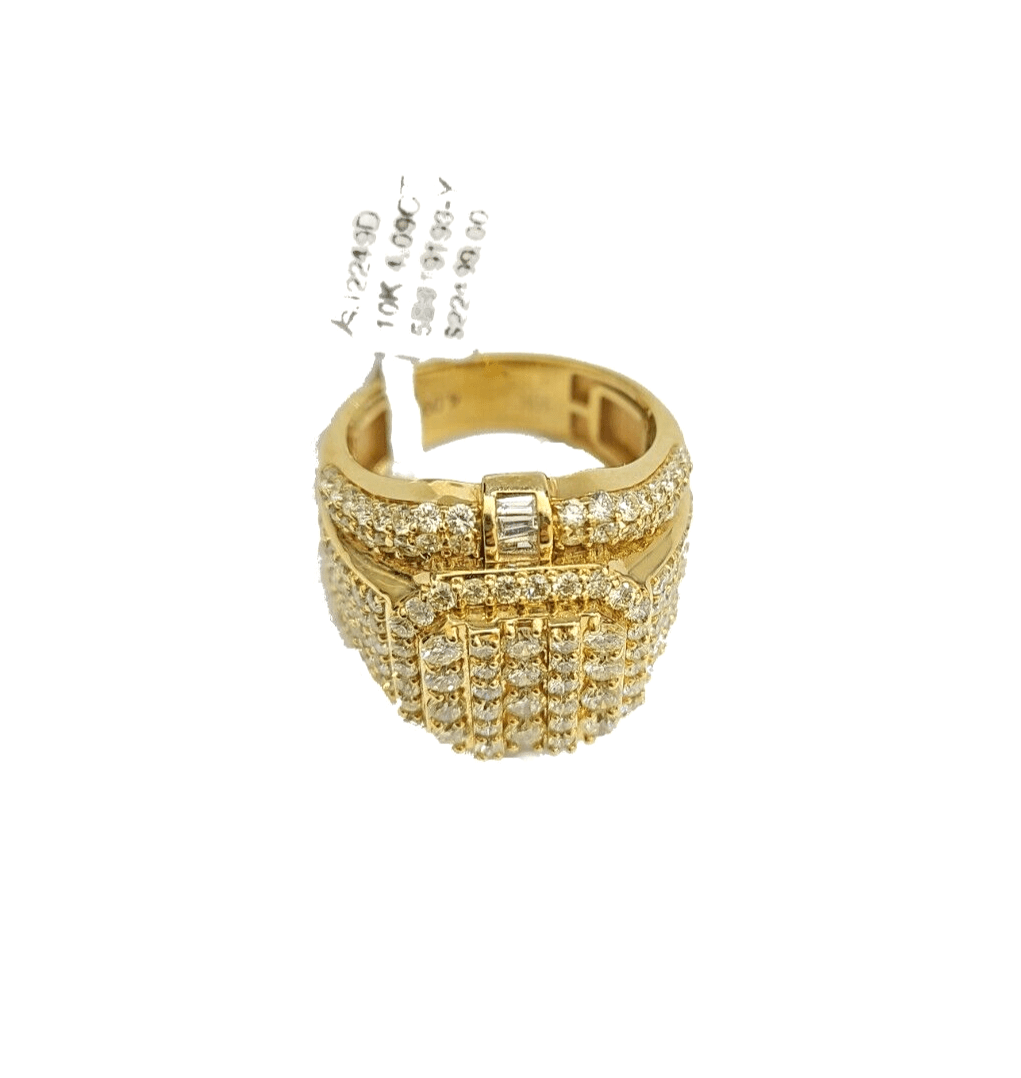 Real 10k Yellow Gold Diamond Ring White Genuine 4.09CT Diamonds 10kt Size 10 - GoldenlinQ