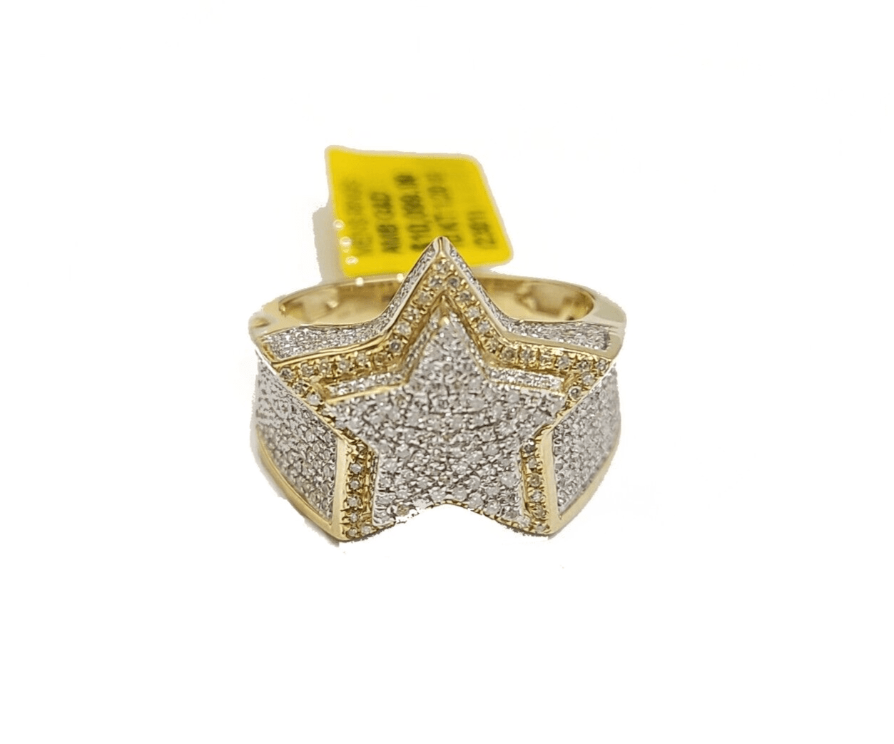 Real 10k Yellow Gold Diamond Star Ring Band Genuine 1.20CT Diamonds 10kt Size 10 - GoldenlinQ