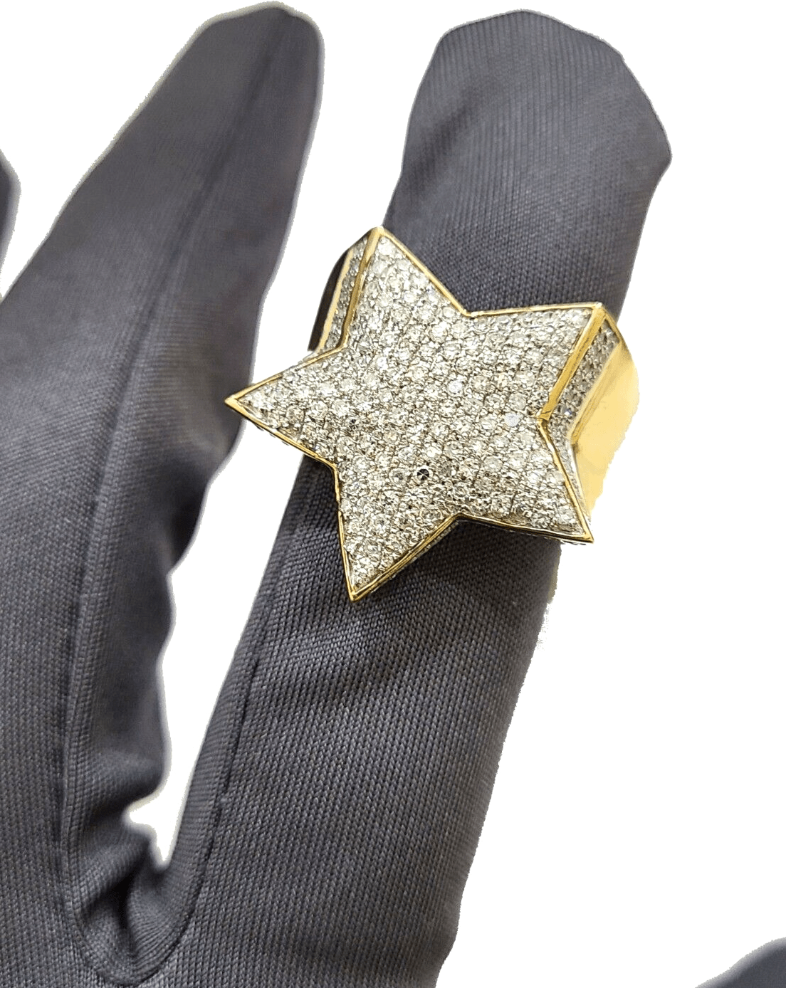 Real 10k Yellow Gold Diamond Star Ring Band Genuine 1.34CT Diamonds 10kt Size 10 - GoldenlinQ