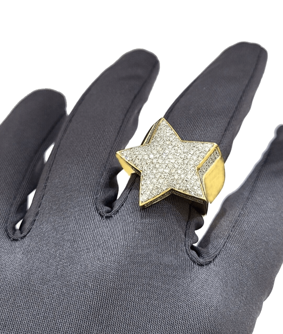 Real 10k Yellow Gold Diamond Star Ring Band Genuine 1.34CT Diamonds 10kt Size 10 - GoldenlinQ