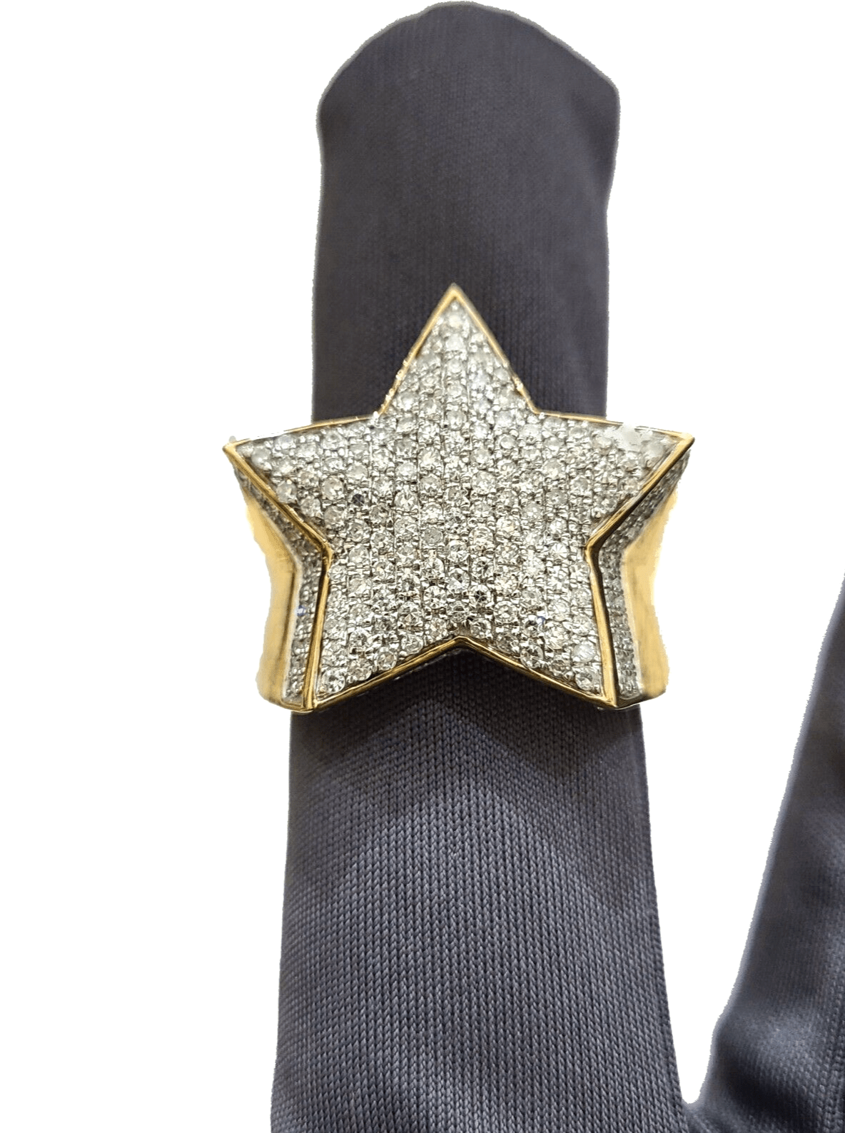 Real 10k Yellow Gold Diamond Star Ring Band Genuine 1.34CT Diamonds 10kt Size 10 - GoldenlinQ