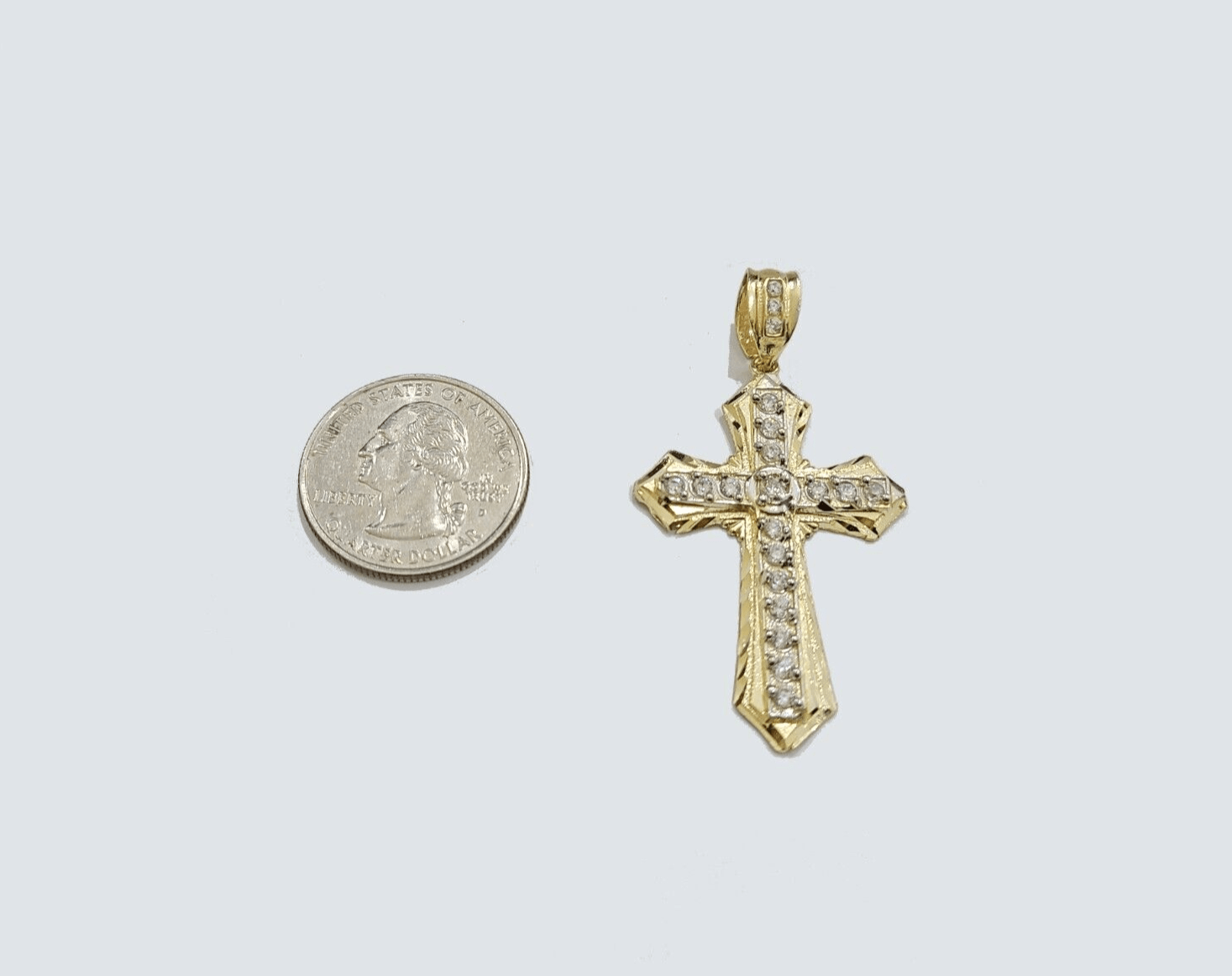 Real 10k Yellow Gold Franco Chain 2.5mm 22" inch Necklace Jesus Cross Charm 10kt - GoldenlinQ