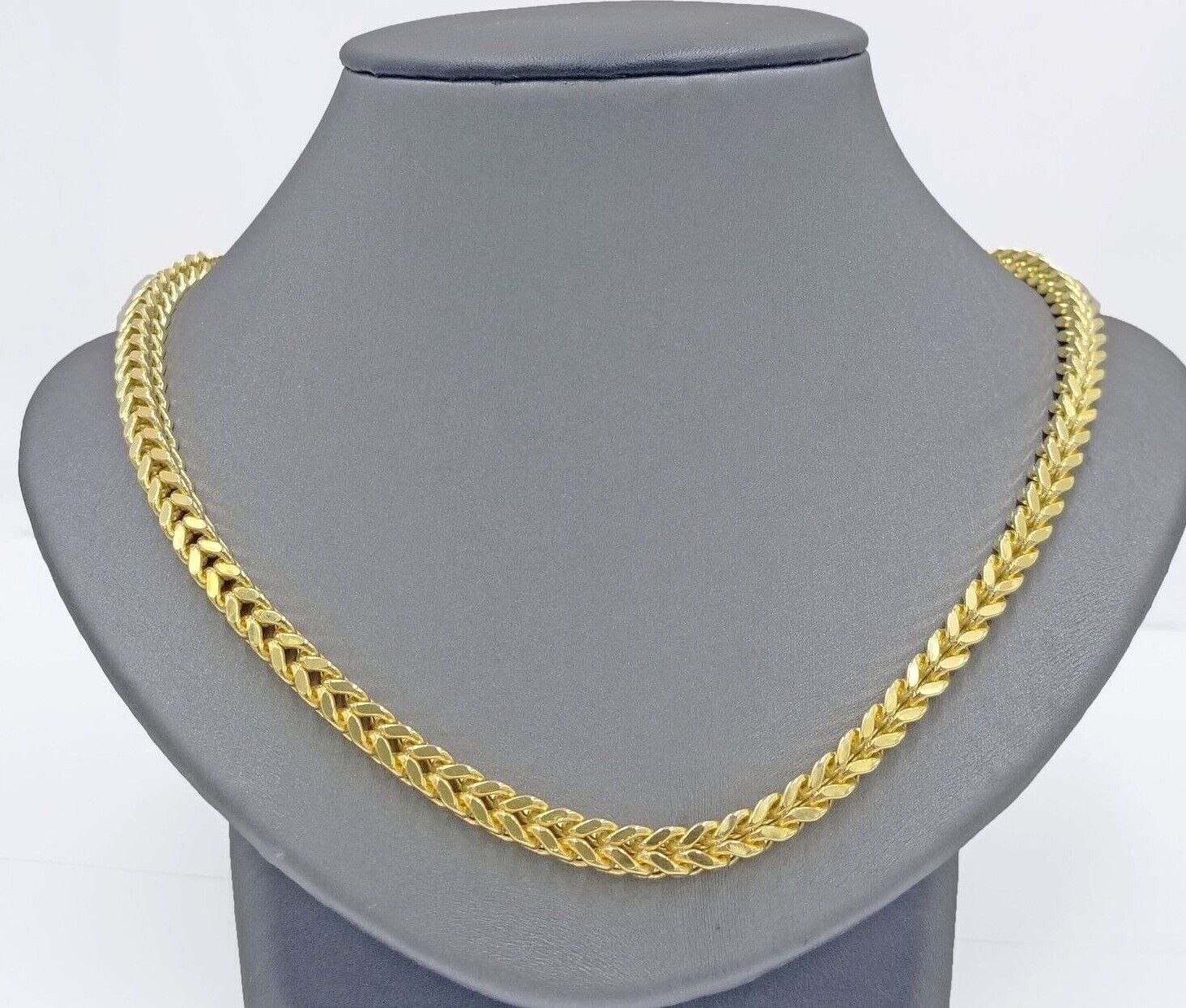 Real 10k Yellow Gold Franco Necklace 5mm 22" inch Short length Men's 10kt Chain - GoldenlinQ