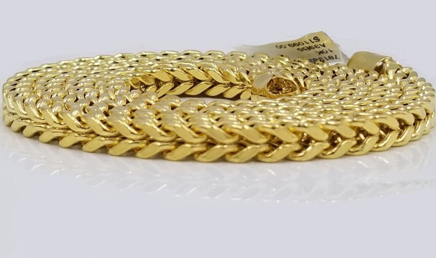 Real 10k Yellow Gold Franco Necklace 5mm 24" inch Men's 10kt Chain - GoldenlinQ