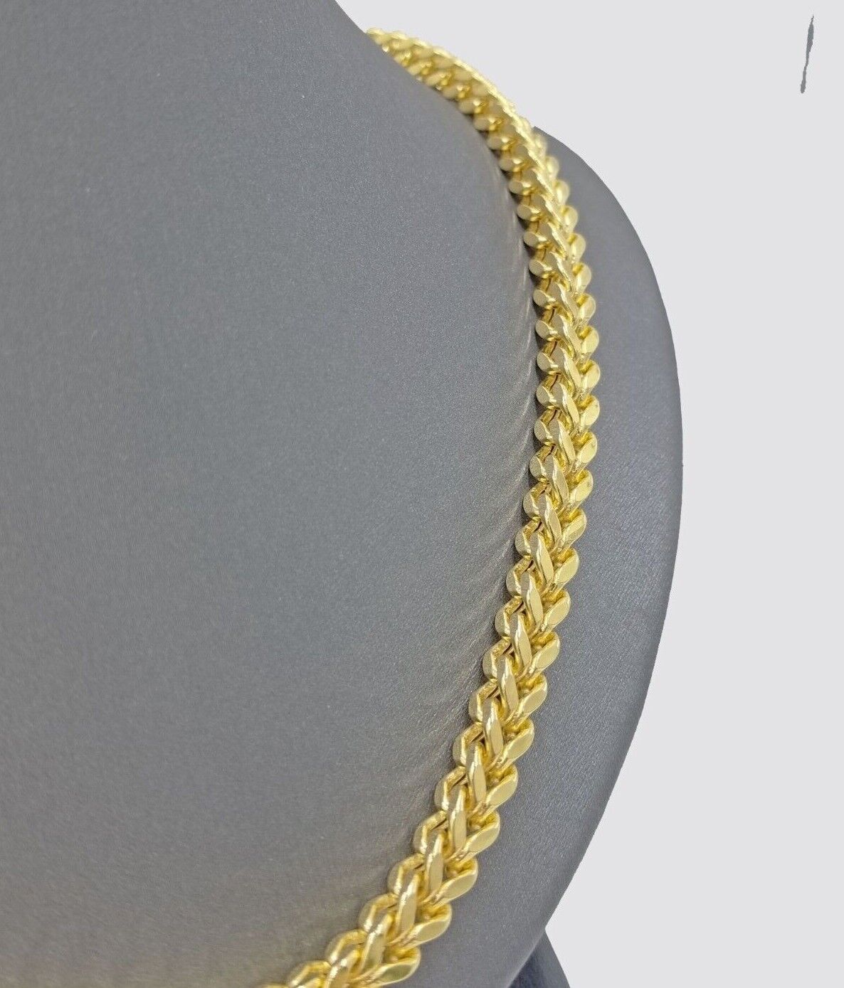 Real 10k Yellow Gold Franco Necklace 5mm 24" inch Men's 10kt Chain - GoldenlinQ