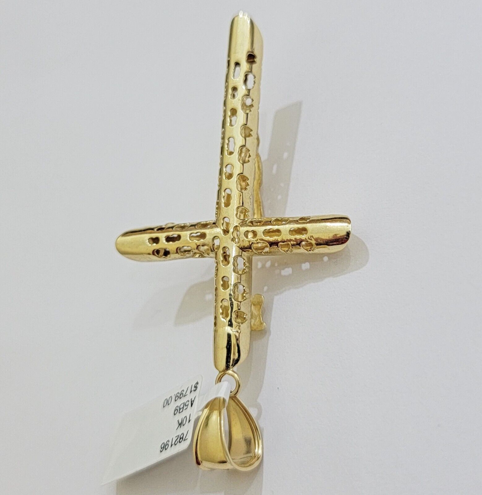REAL 10k Yellow Gold Franco Necklace Cross Pendant Chain 24 Inch &Jesus Crucifix - GoldenlinQ