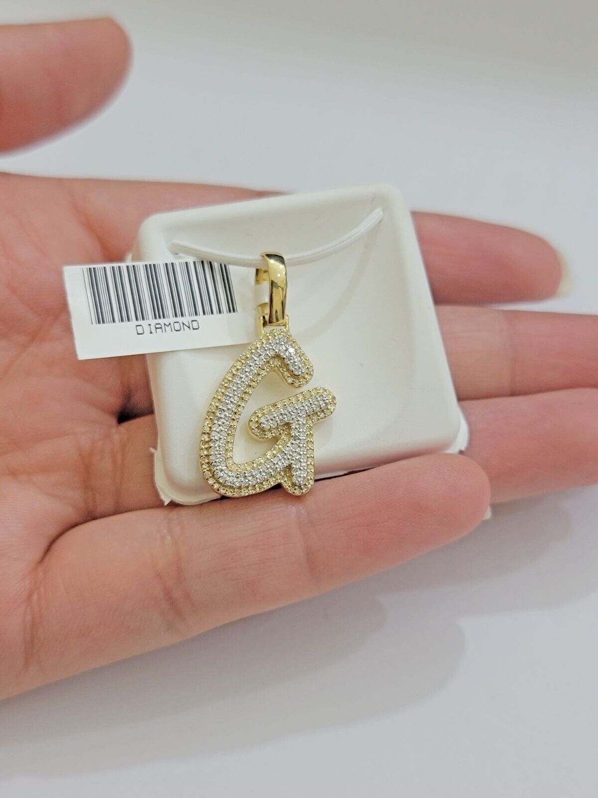 Real 10k Yellow Gold G Charm Pendant Letter Initial With Diamonds For Mens - GoldenlinQ