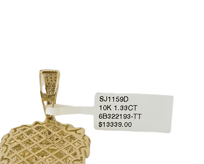 Real 10K Yellow Gold Genuine Diamond Lion Head Pendant Pink Eye Lion Charm - GoldenlinQ