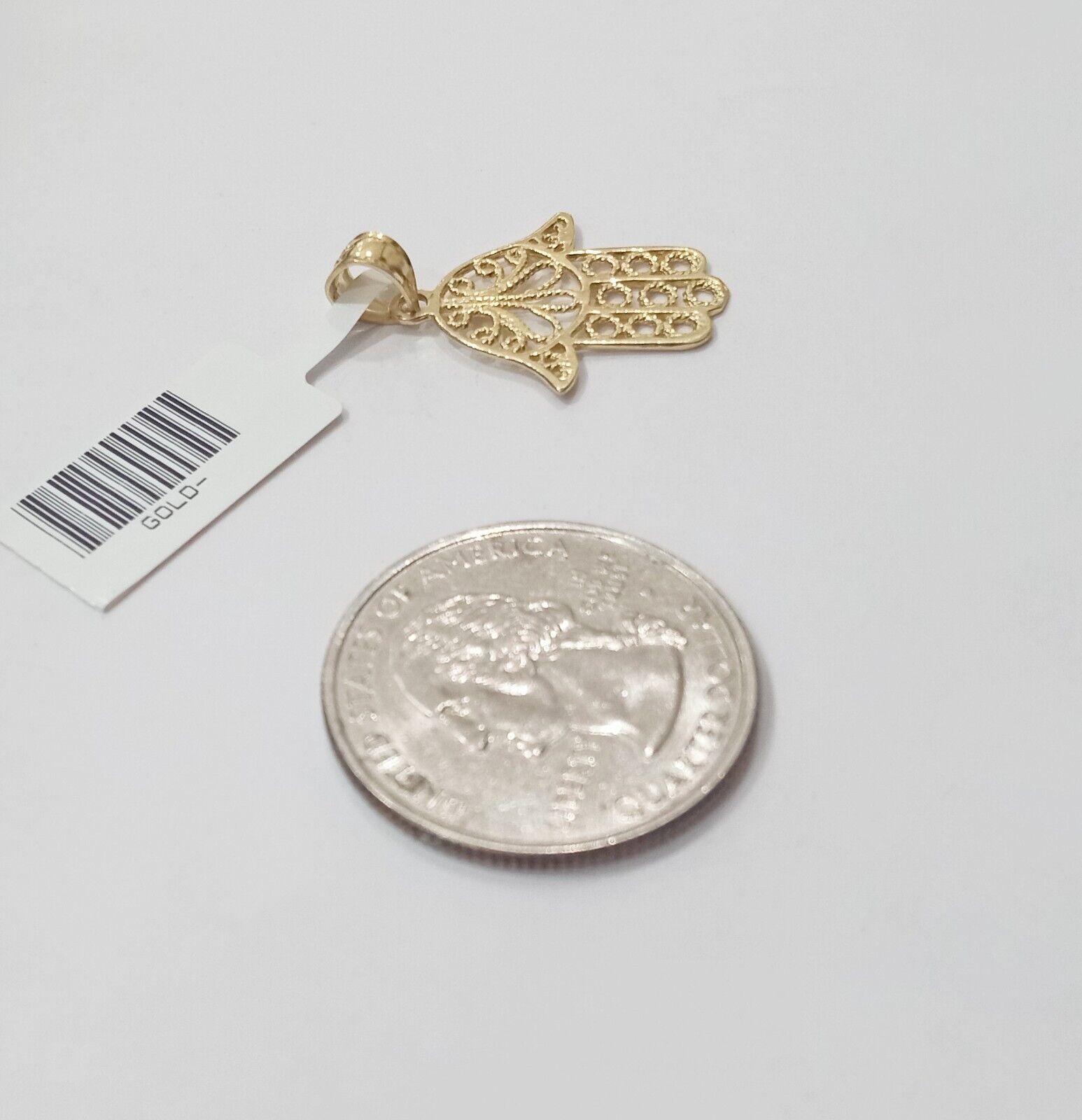 Real 10k Yellow Gold Hamsa Hand Charm Pendant Men Women 10kt gold - GoldenlinQ