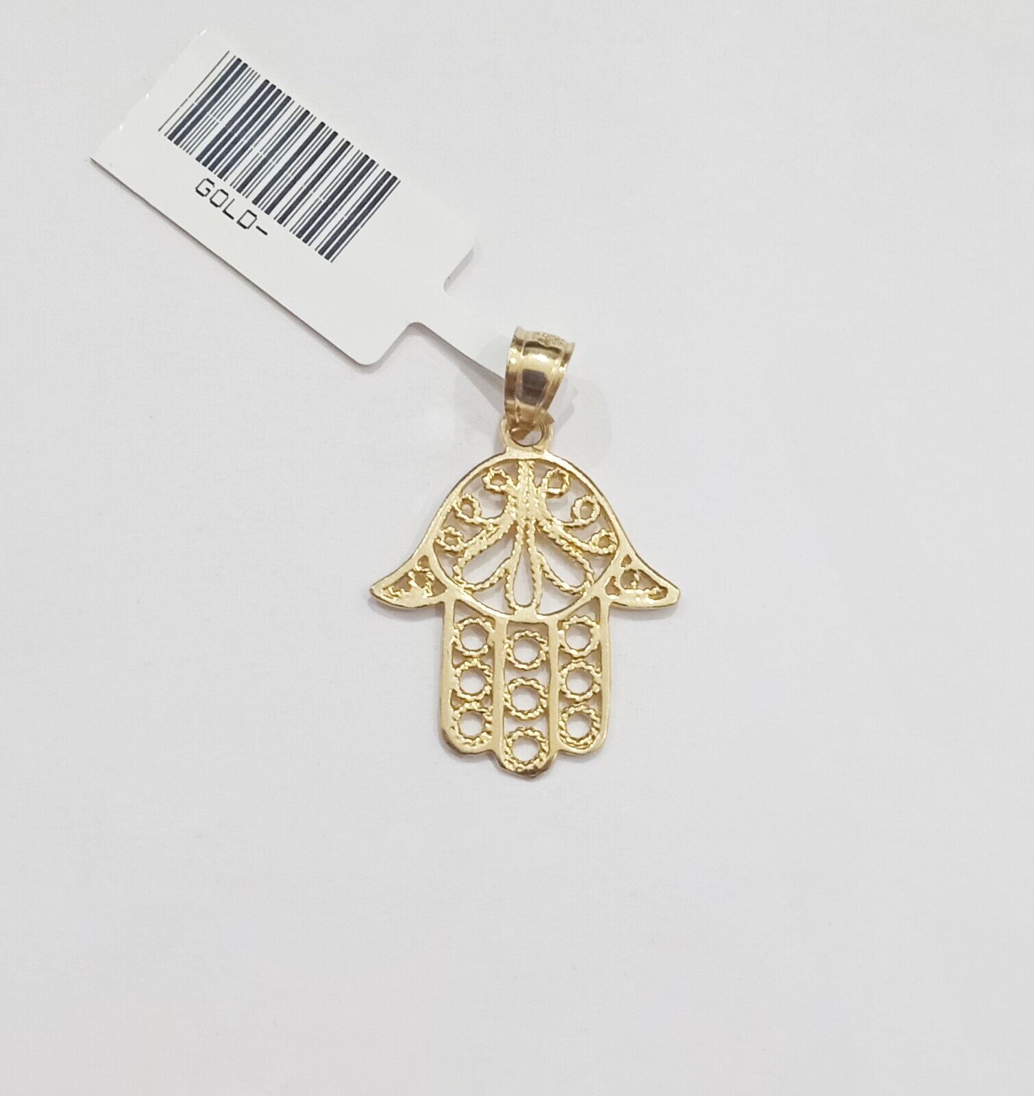 Real 10k Yellow Gold Hamsa Hand Charm Pendant Men Women 10kt gold - GoldenlinQ
