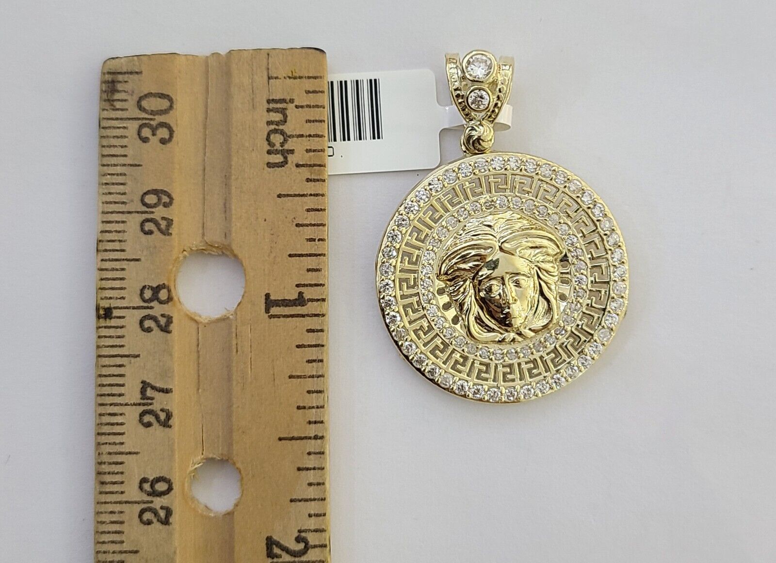 Real 10k Yellow Gold Head Charm Pendant 1.5" Inches Round Charm Circular 10kt - GoldenlinQ