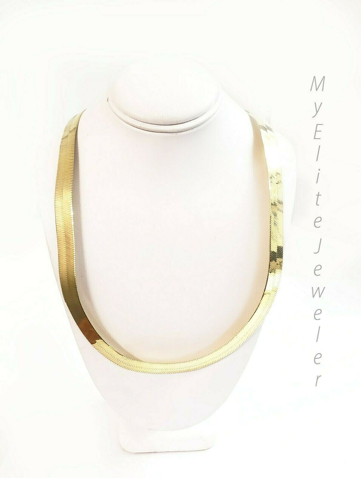 Real 10K Yellow Gold Herringbone Chain 18 Inch 10MM Necklace Ladies Men's SALE!! - GoldenlinQ