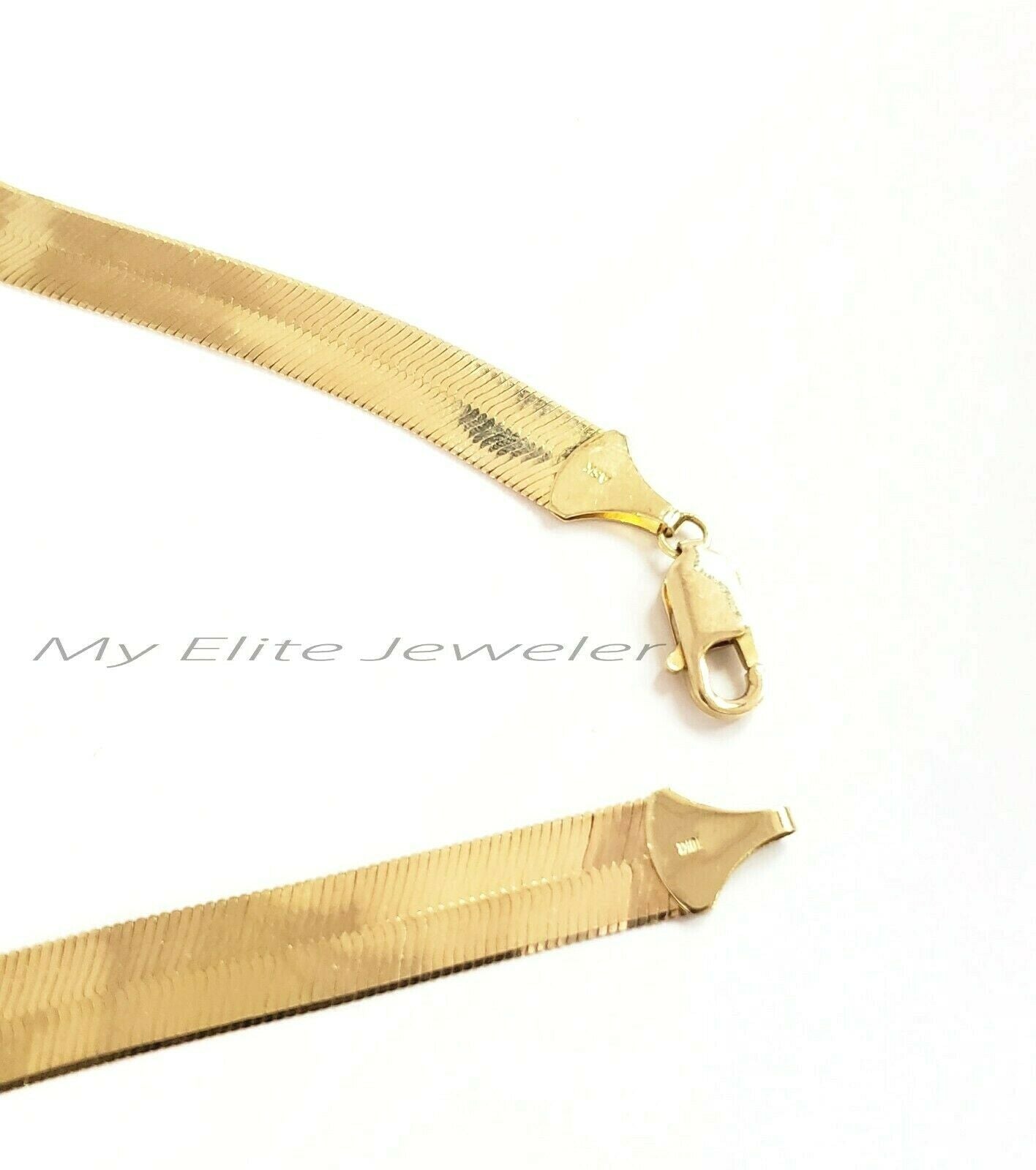 Real 10K Yellow Gold Herringbone Chain 18 Inch 10MM Necklace Ladies Men's SALE!! - GoldenlinQ