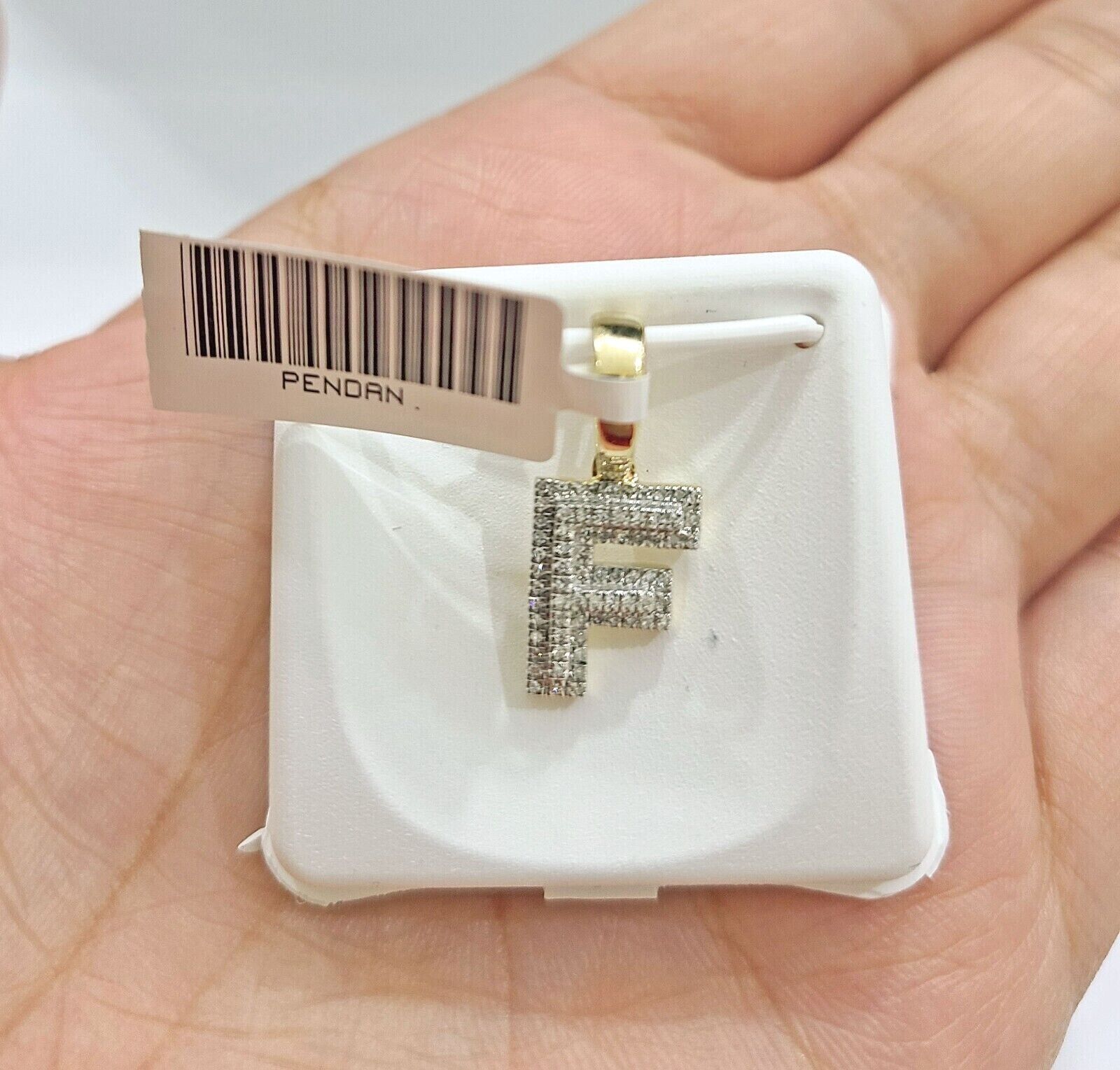 Real 10K Yellow Gold Initials Diamond Cut Charm A - Z Pendant Alphabets - GoldenlinQ