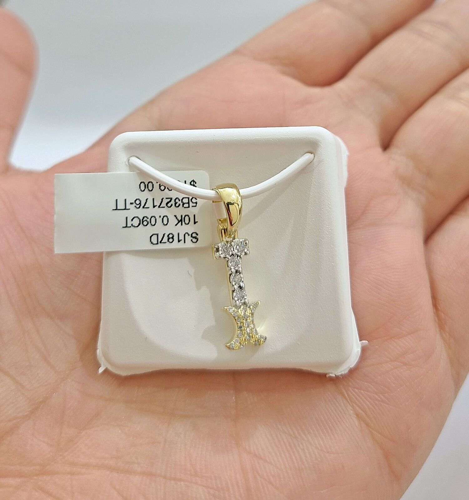Real 10K Yellow Gold Initials Diamond Cut Charm A - Z Pendant Alphabets - GoldenlinQ