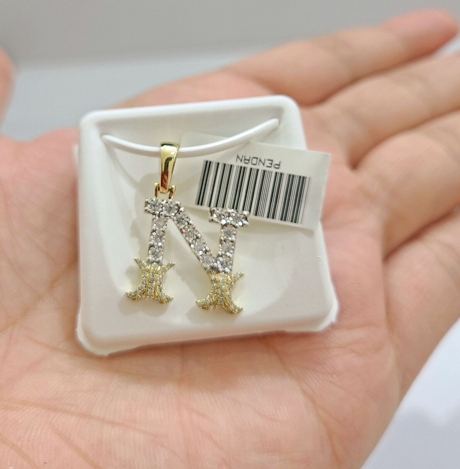 Real 10K Yellow Gold Initials Diamond Cut Charm A - Z Pendant Alphabets - GoldenlinQ