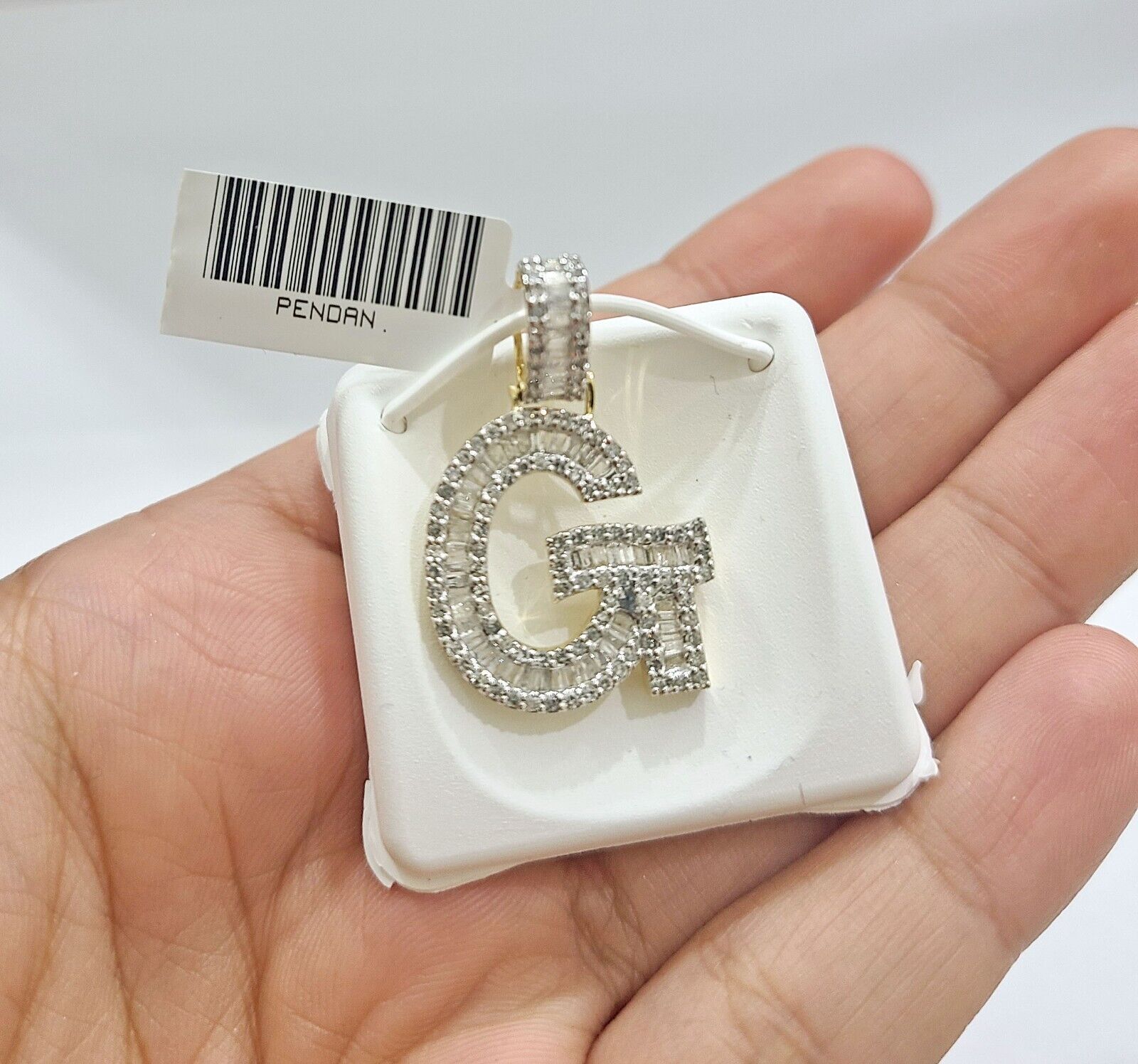 Real 10K Yellow Gold Initials Diamond Cut Charm A - Z Pendant Alphabets - GoldenlinQ