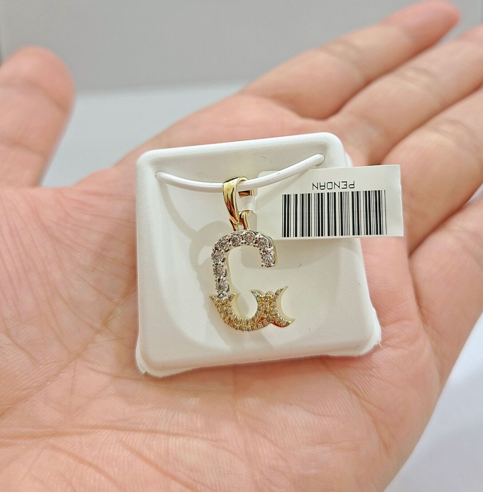 Real 10K Yellow Gold Initials Diamond Cut Charm A - Z Pendant Alphabets - GoldenlinQ