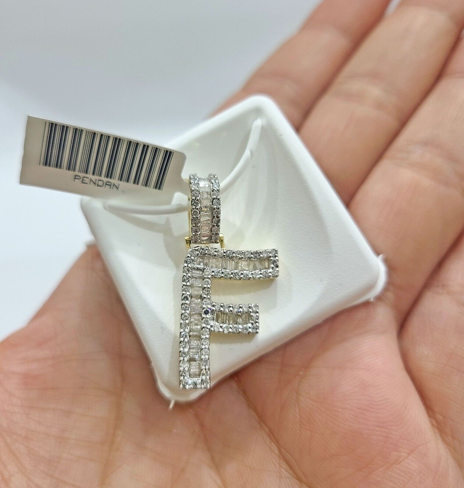 Real 10K Yellow Gold Initials Diamond Cut Charm A - Z Pendant Alphabets - GoldenlinQ