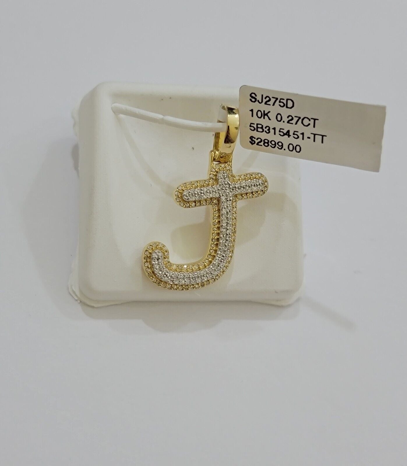 Real 10k Yellow Gold J Charm Pendant Letter Initial With Diamonds For Mens - GoldenlinQ