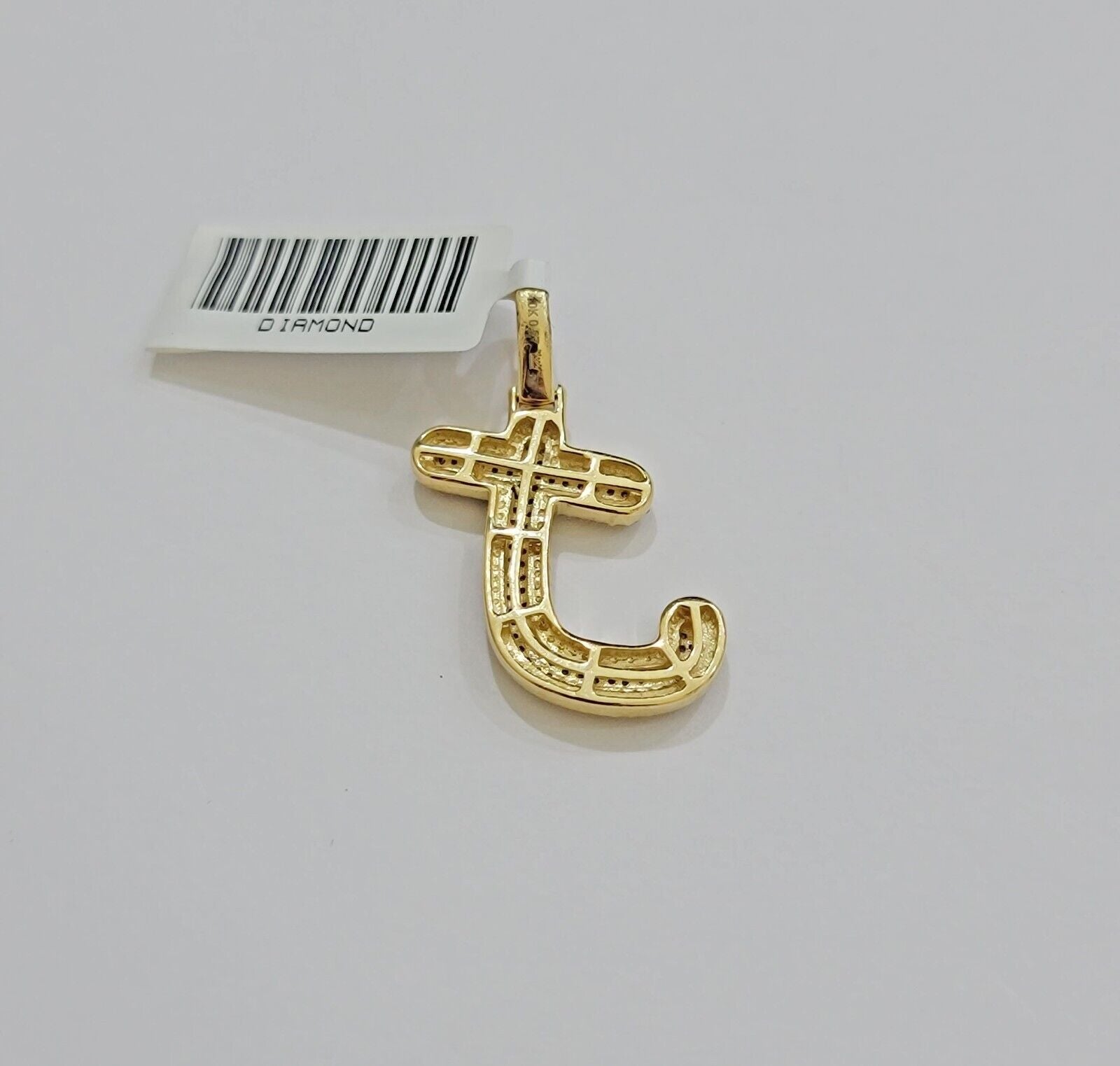 Real 10k Yellow Gold J Charm Pendant Letter Initial With Diamonds For Mens - GoldenlinQ
