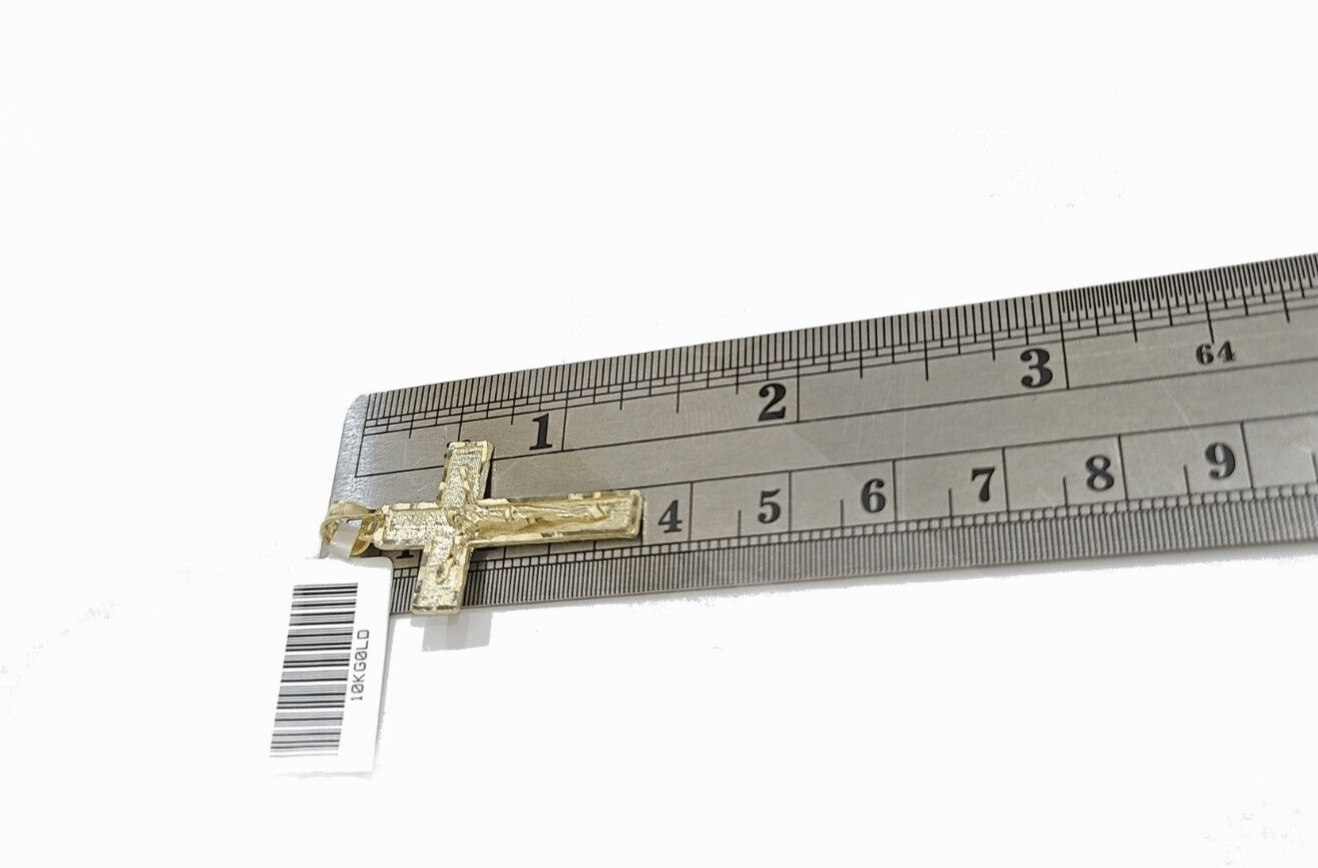 Real 10k Yellow Gold Jesus Cross Charm Rope Chain Necklace 3mm 22'' Pendant 10kt - GoldenlinQ