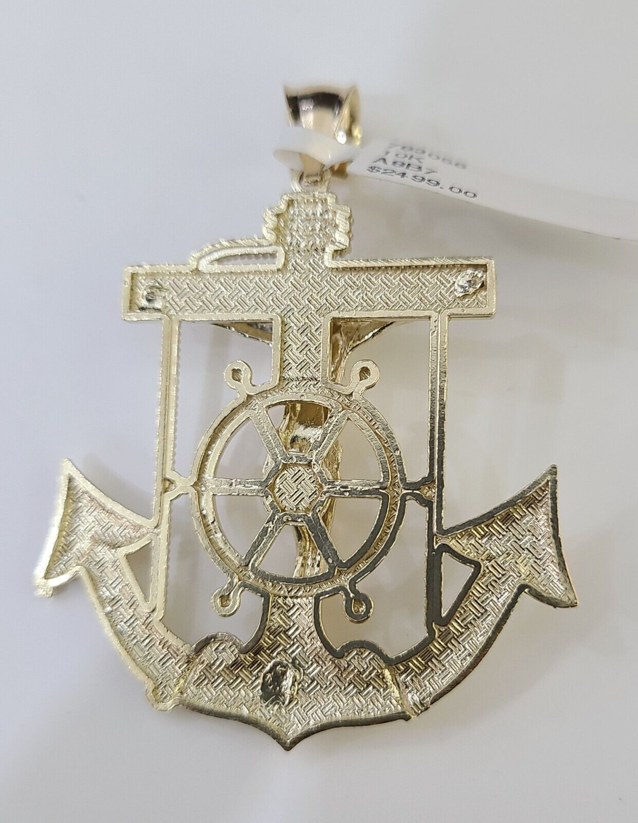 Real 10k Yellow Gold Jesus Crucifix Anchor Pendant 2.5 inches Charm - GoldenlinQ