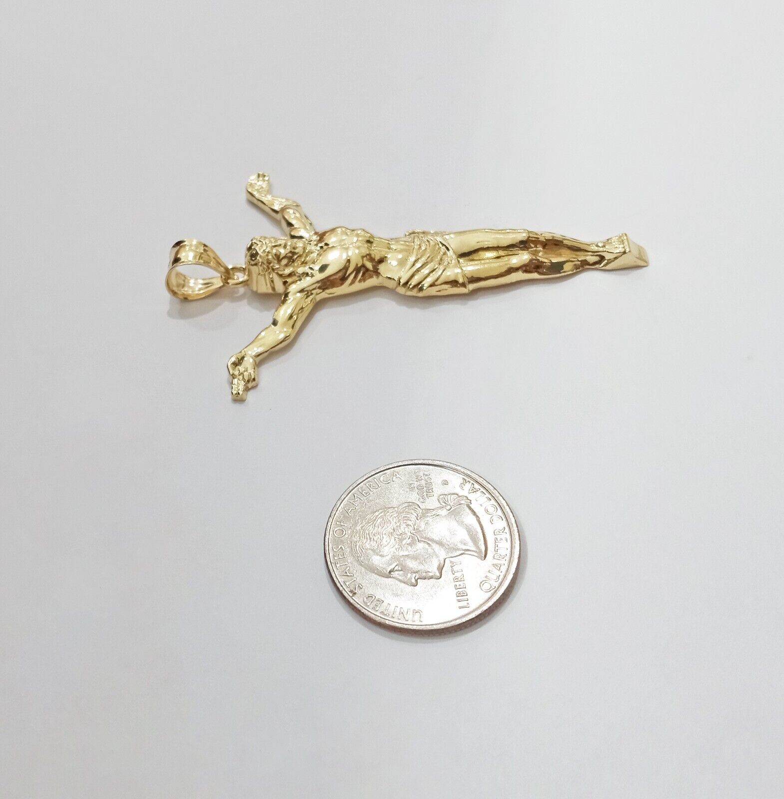 Real 10k Yellow Gold Jesus Crucifix Charm 10kt Pendant Men Women - GoldenlinQ