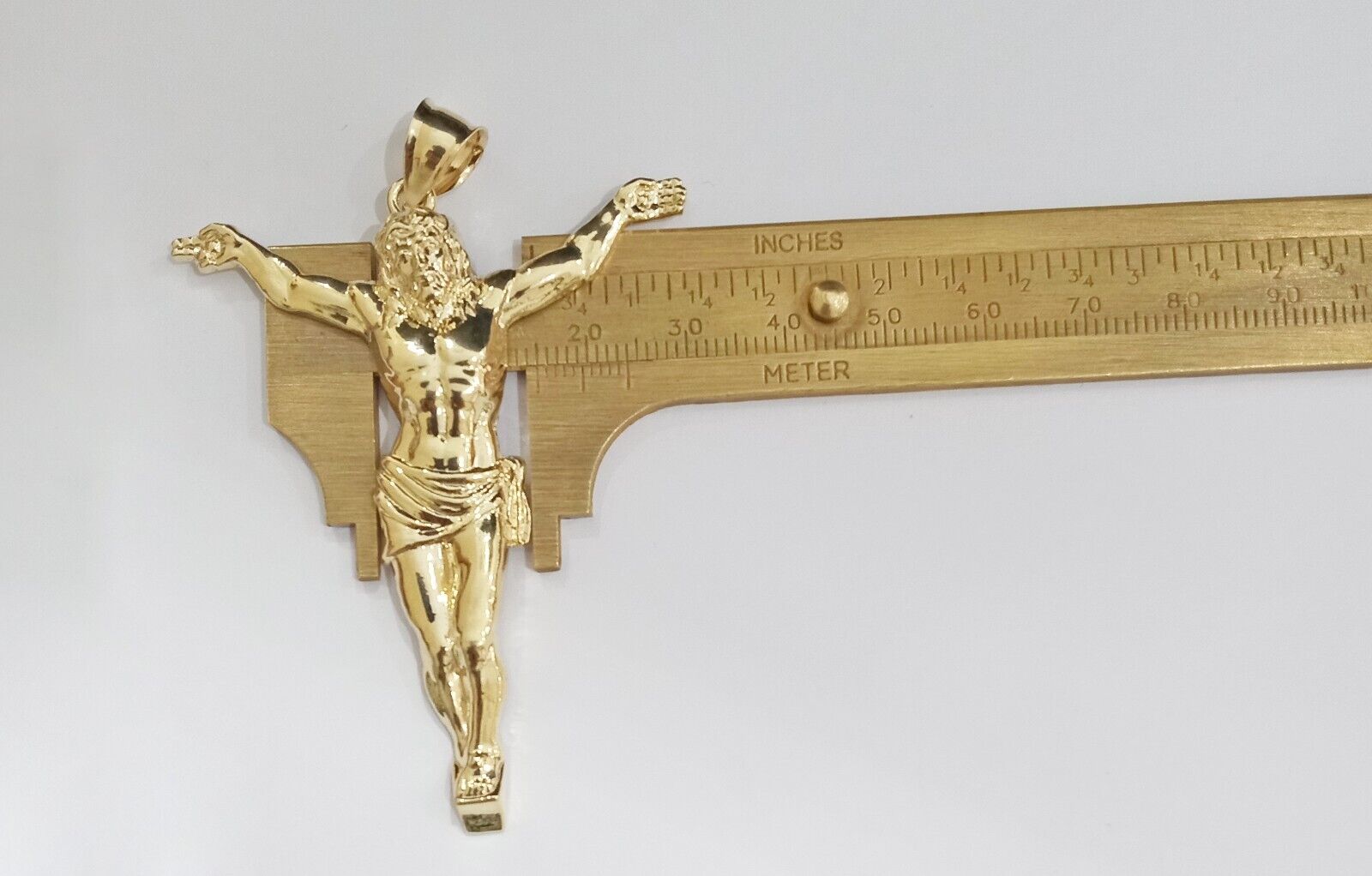 Real 10k Yellow Gold Jesus Crucifix Charm 10kt Pendant Men Women - GoldenlinQ