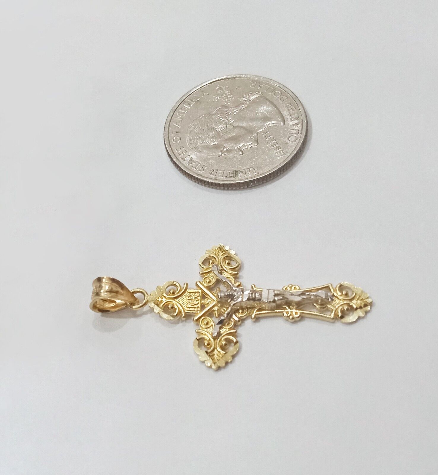 Real 10k Yellow Gold Jesus Crucifix Cross Charm Pendant Men Women 10kt Gold - GoldenlinQ