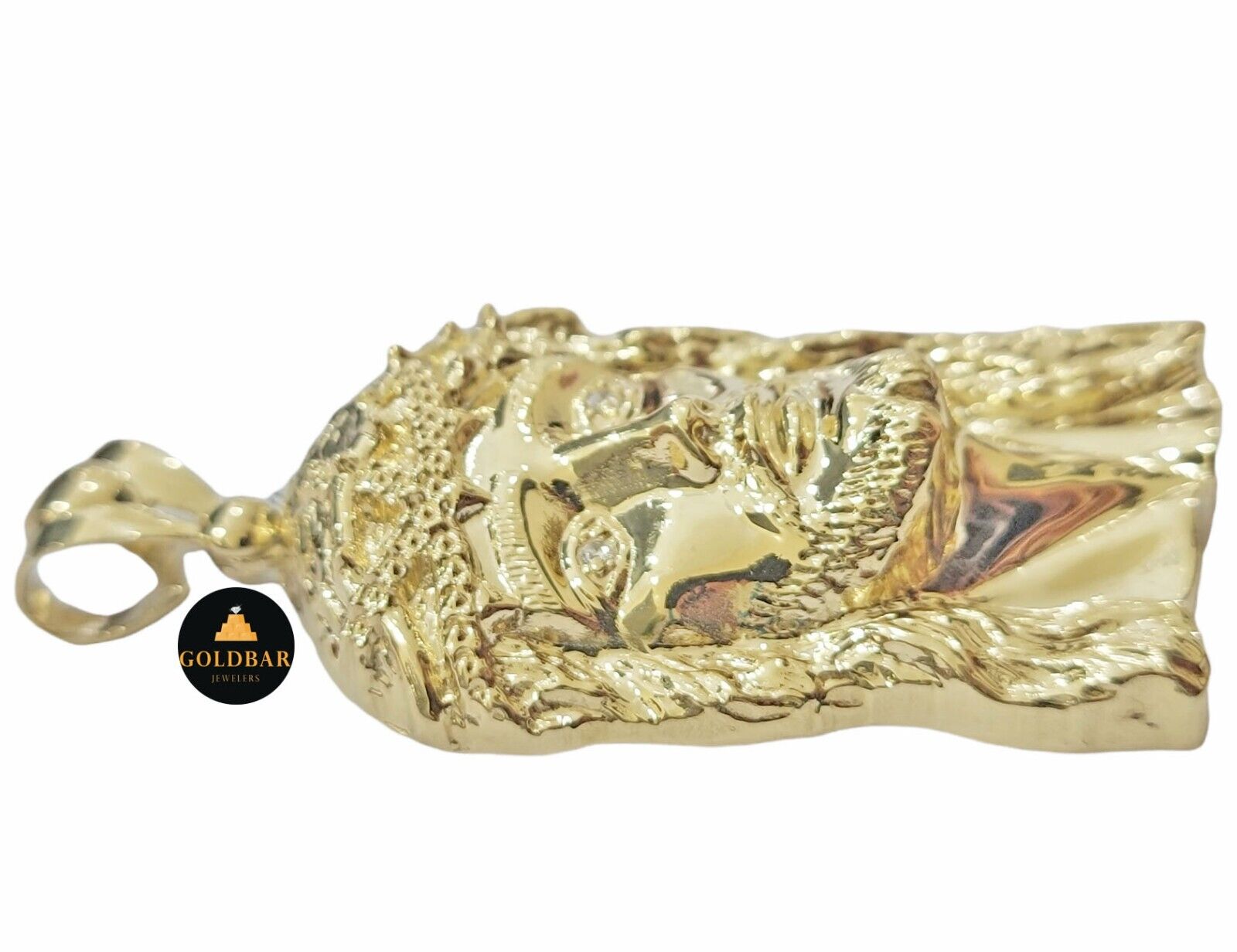 Real 10k Yellow Gold Jesus Head Charm Pendant For Men's 3" Inch For Chain, 10KT - GoldenlinQ