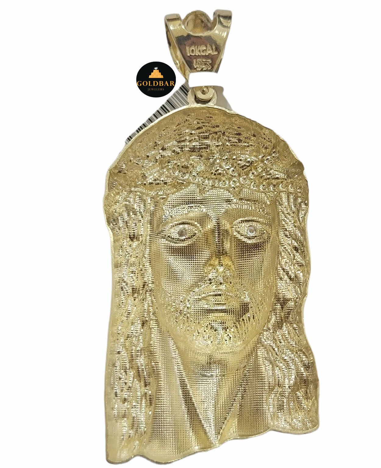 Real 10k Yellow Gold Jesus Head Charm Pendant For Men's 3" Inch For Chain, 10KT - GoldenlinQ