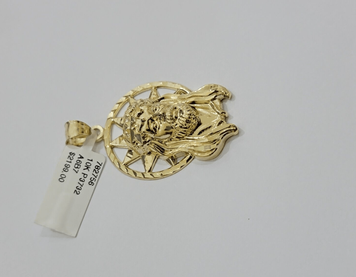 Real 10K Yellow Gold Jesus Pendant Mens Star Head Charm 1.5 Inch For Chains SALE - GoldenlinQ