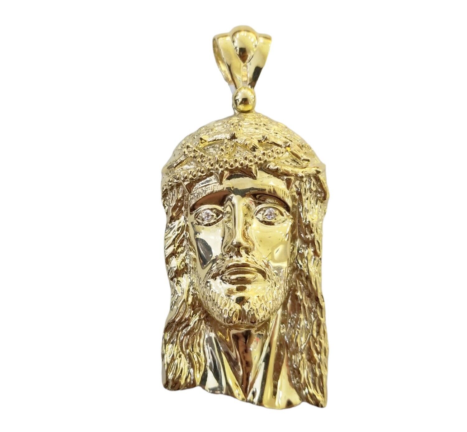 Real 10K Yellow Gold Jesus Pendent Charm 3" Inch 10kt Jesus Head - GoldenlinQ