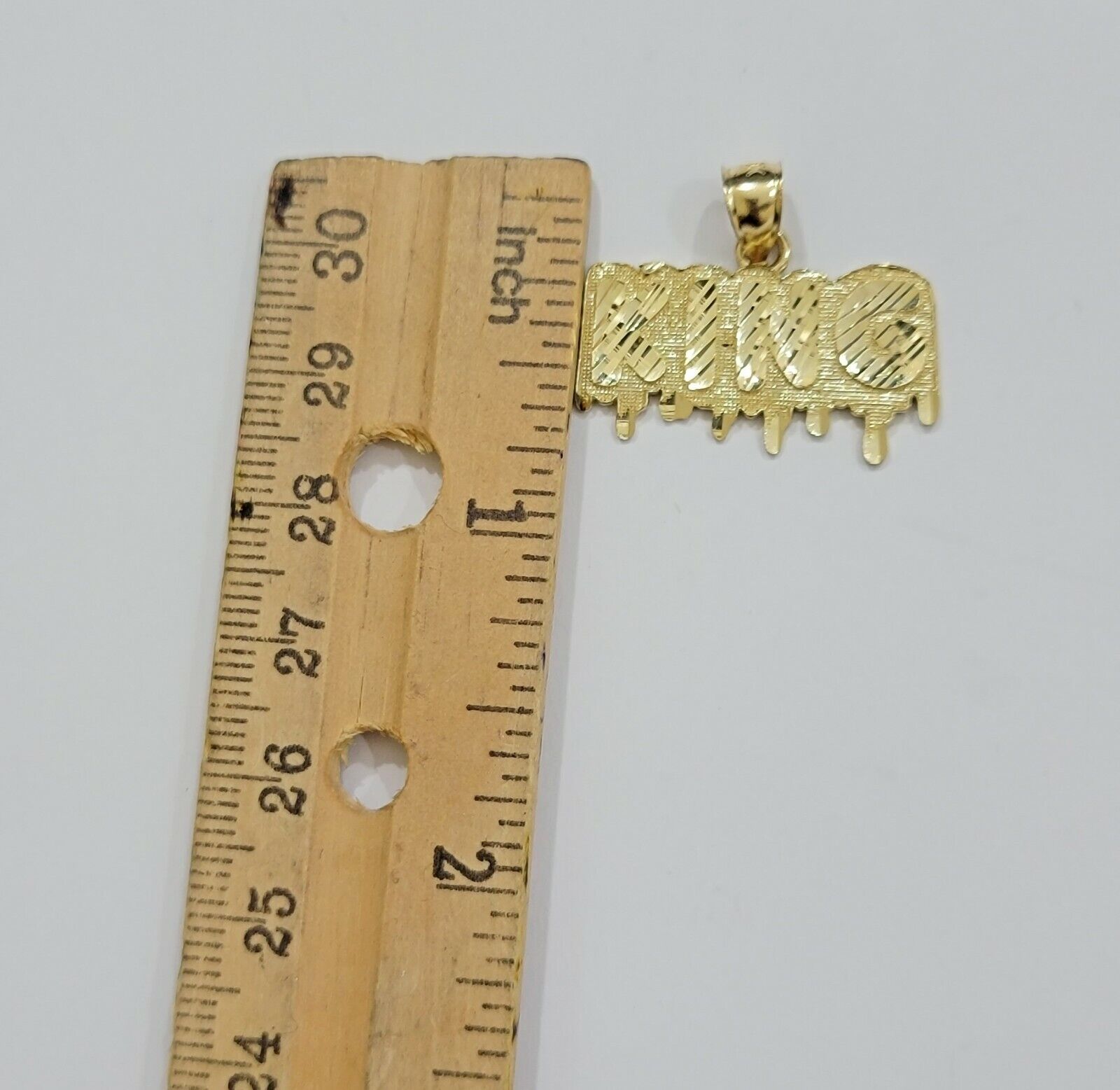 Real 10k Yellow gold King Pendant charm Drip diamond cut for Men 10kt gold - GoldenlinQ