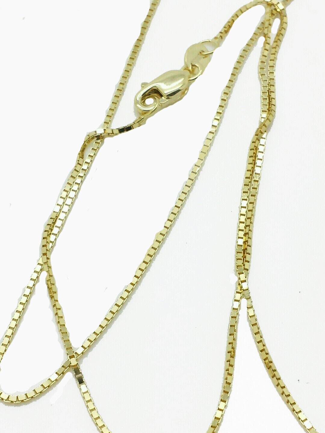 Real 10k Yellow Gold Ladies Chain Box Necklace Pendant 16" 18" 20 Inch 0.8mm - GoldenlinQ