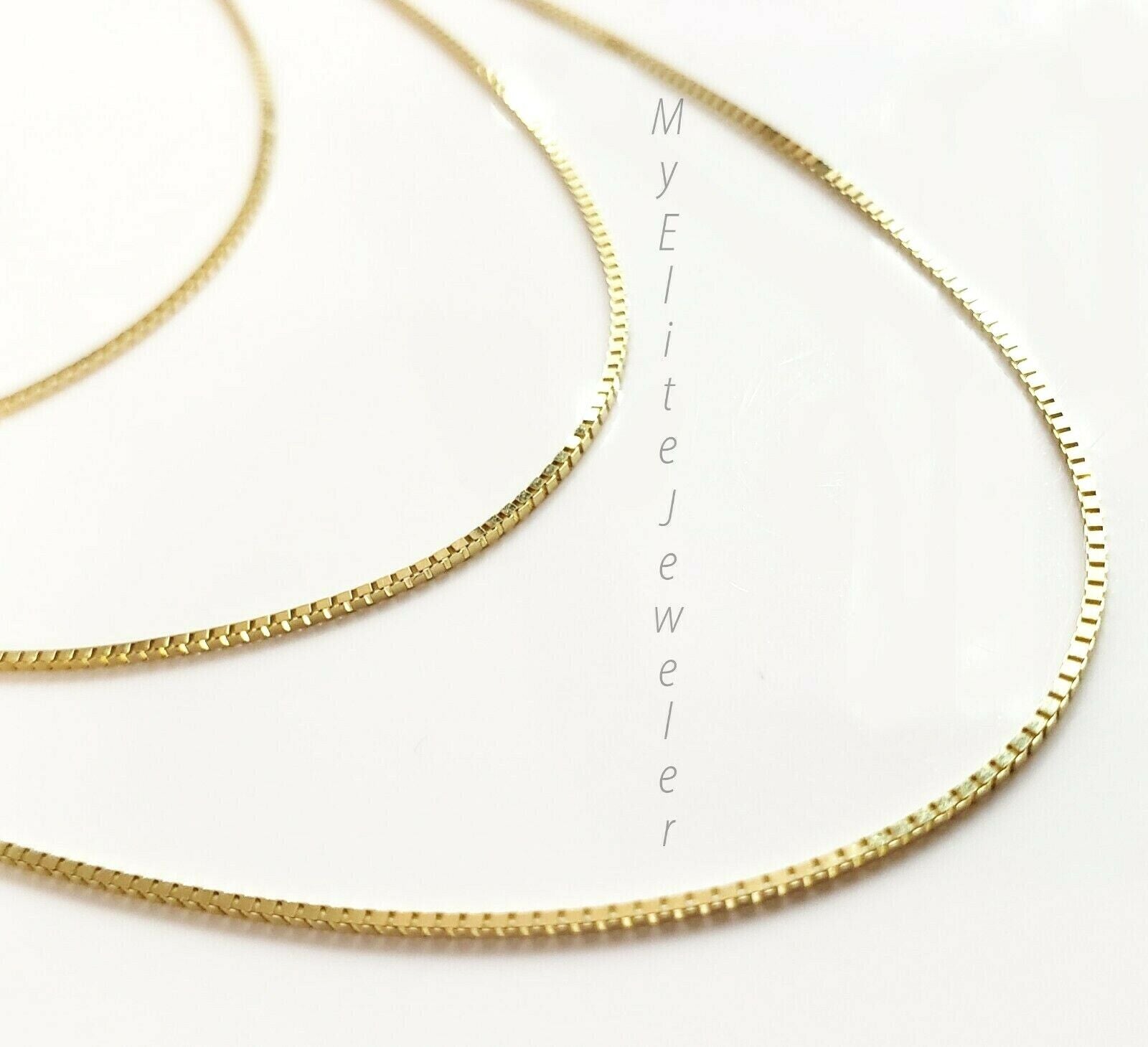 Real 10k Yellow Gold Ladies Chain Box Necklace Pendant 16" 18" 20 Inch 0.8mm - GoldenlinQ