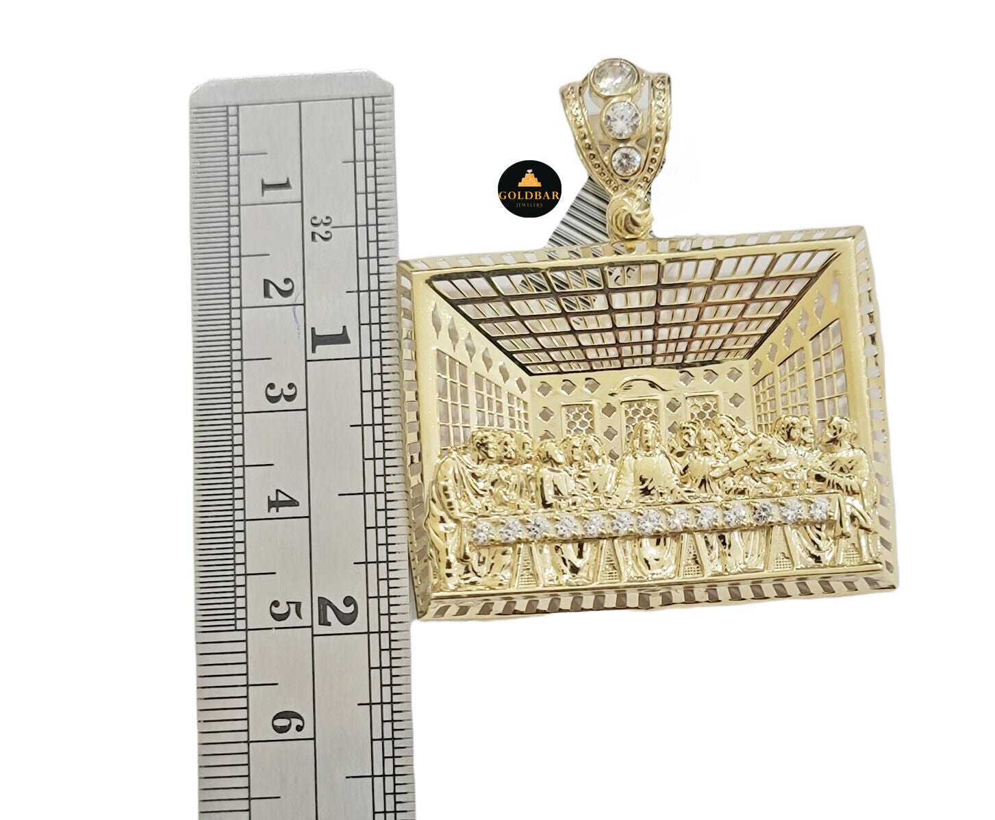 Real 10k Yellow Gold last supper Charm Pendant For Men's 2" Inch For Chain,10KT - GoldenlinQ