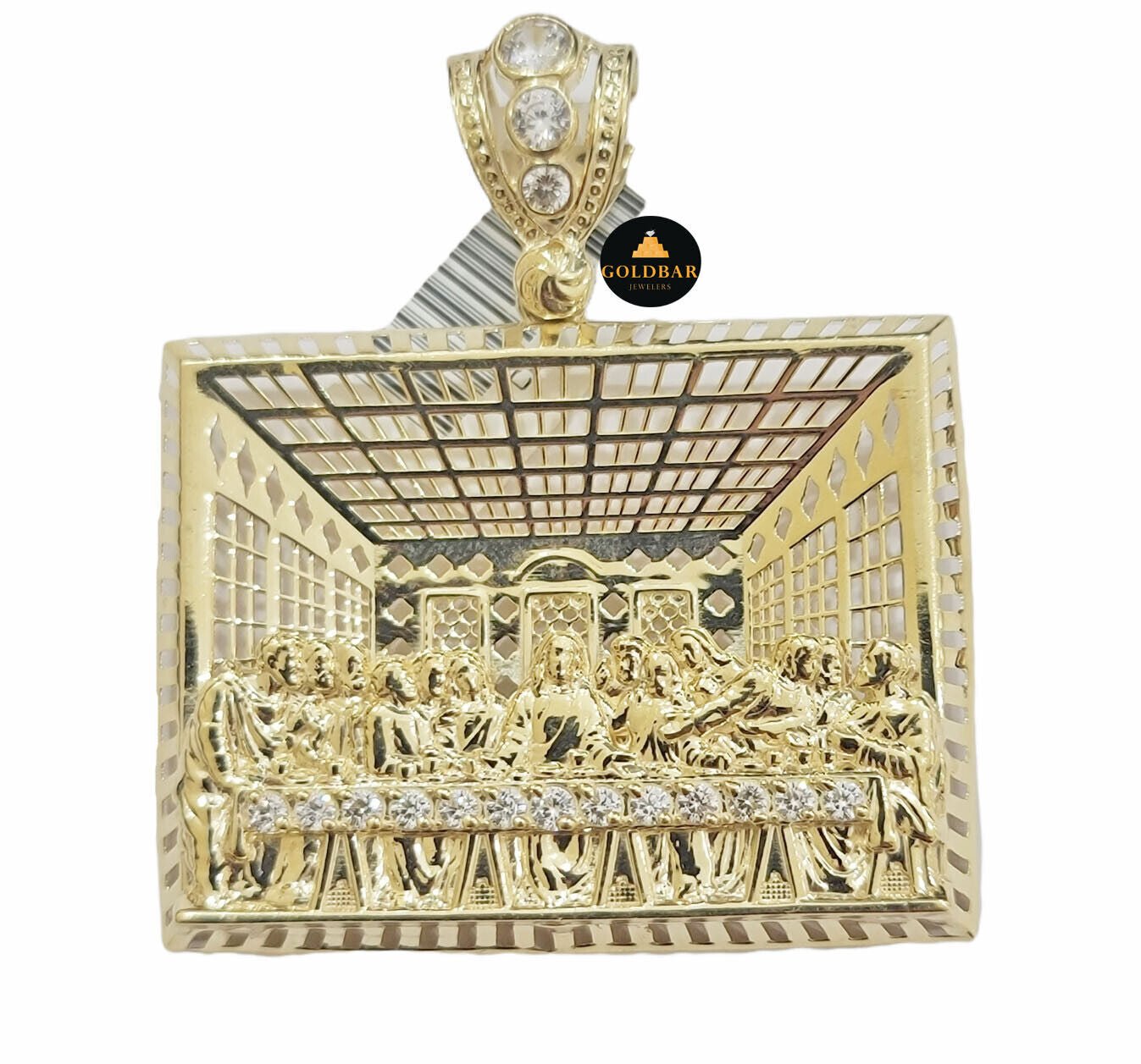 Real 10k Yellow Gold last supper Charm Pendant For Men's 2" Inch For Chain,10KT - GoldenlinQ
