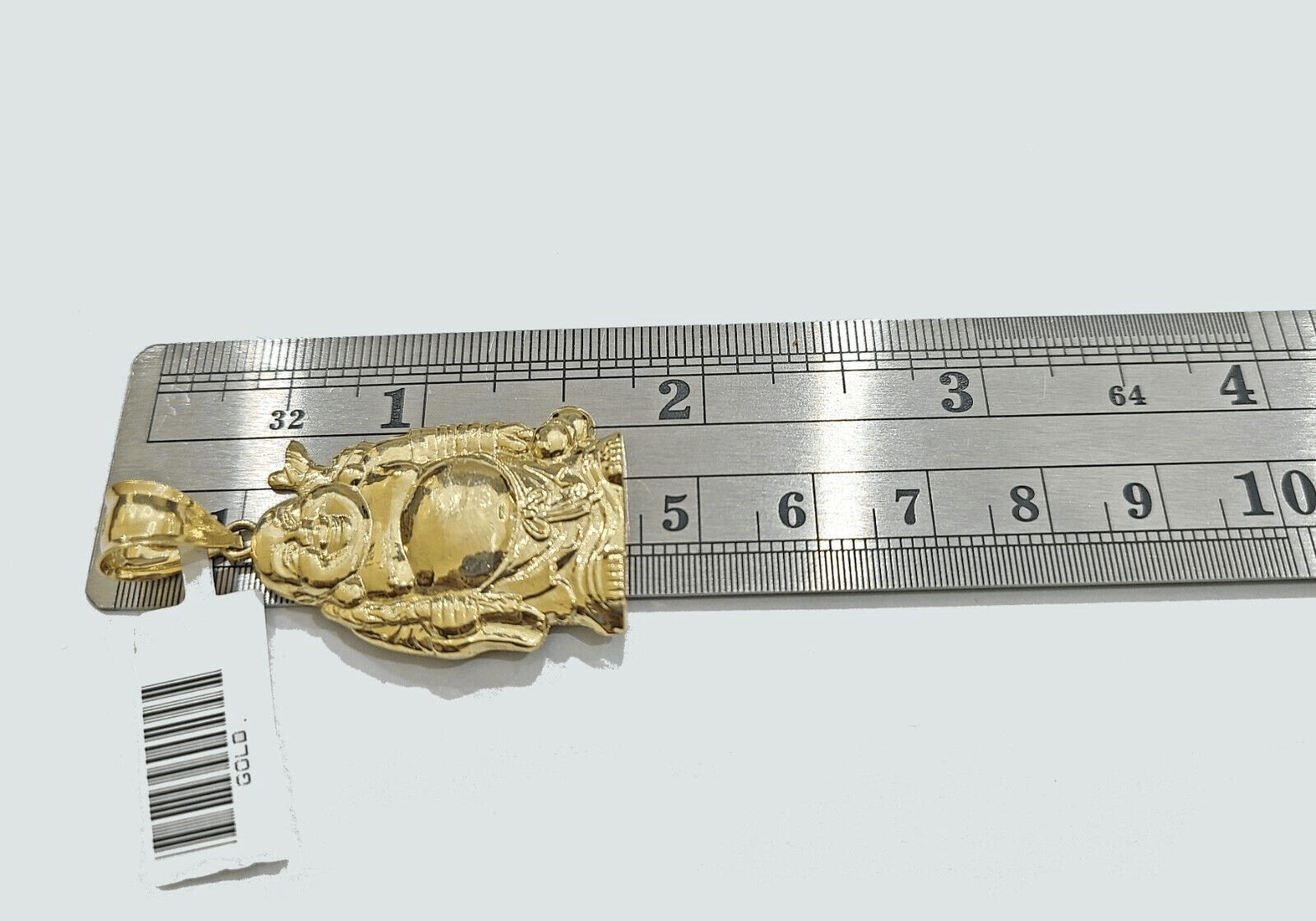 Real 10k Yellow Gold Laughing Buddha Charm 1.5''inches Pendant 10kt for Chain - GoldenlinQ