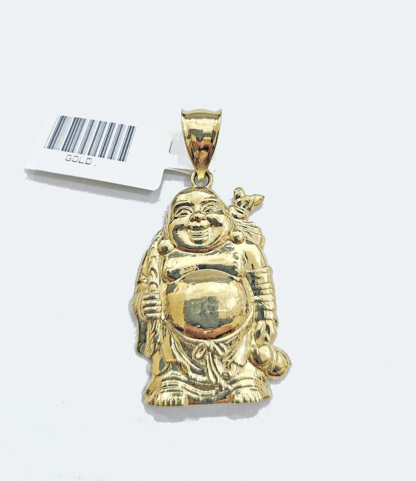Real 10k Yellow Gold Laughing Buddha Charm 1.5''inches Pendant 10kt for Chain - GoldenlinQ