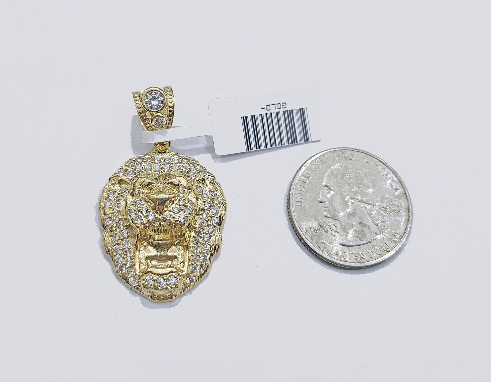 Real 10k Yellow Gold Lion Head Charm 1.5''inches Pendant 10kt for Chain - GoldenlinQ