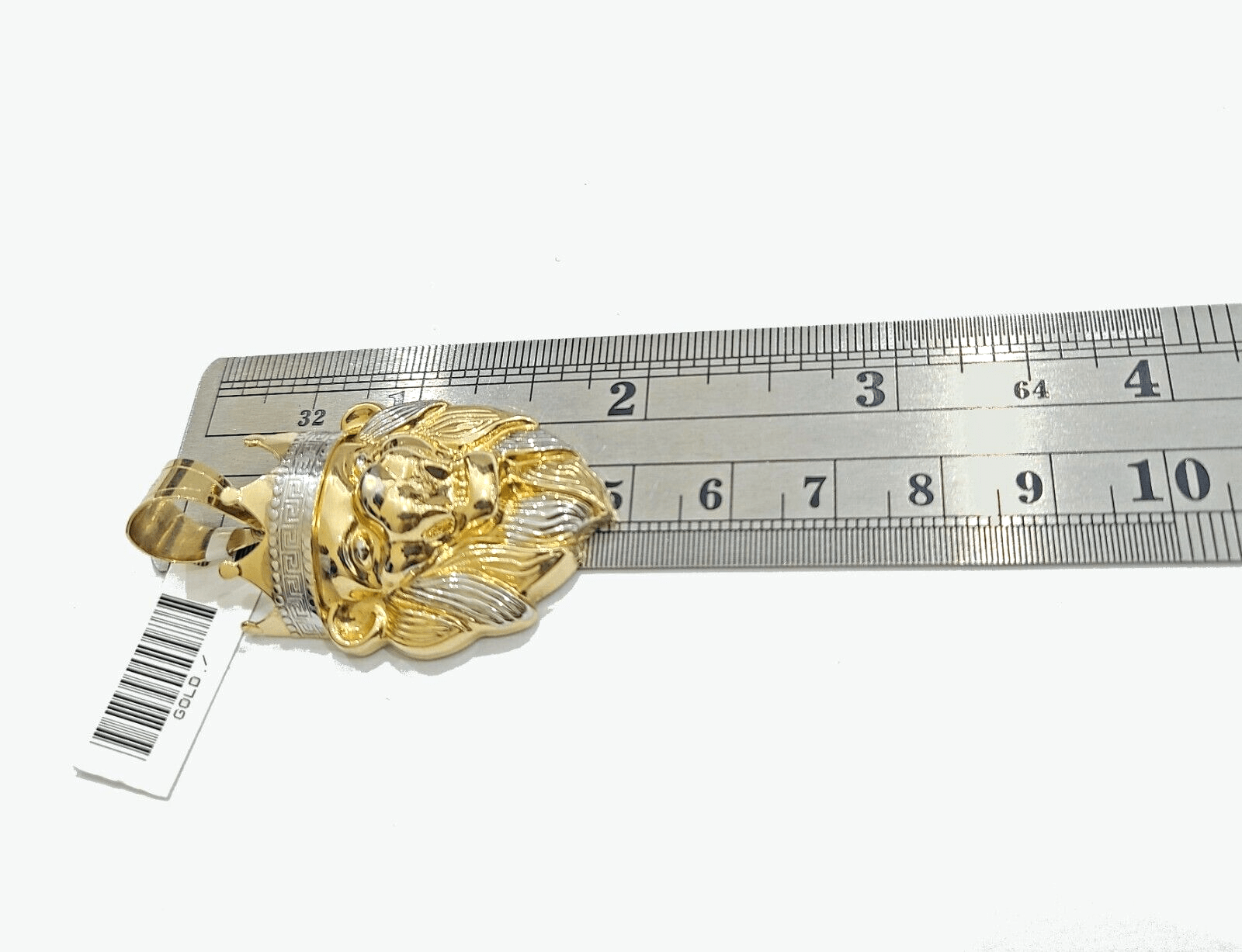 Real 10k Yellow Gold Lion Head Crown Charm Pendant 10kt for Chain - GoldenlinQ