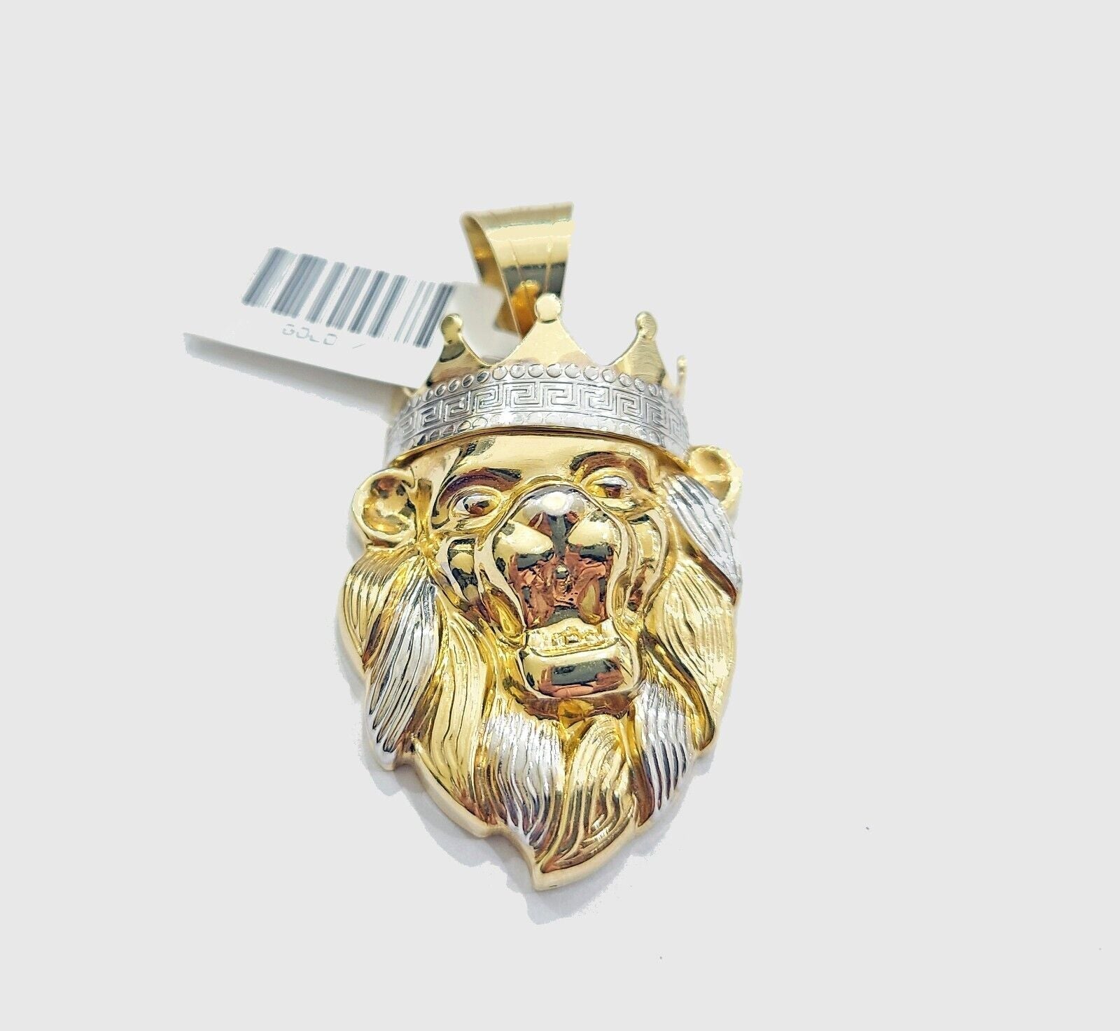 Real 10k Yellow Gold Lion Head Crown Charm Pendant 10kt for Chain - GoldenlinQ