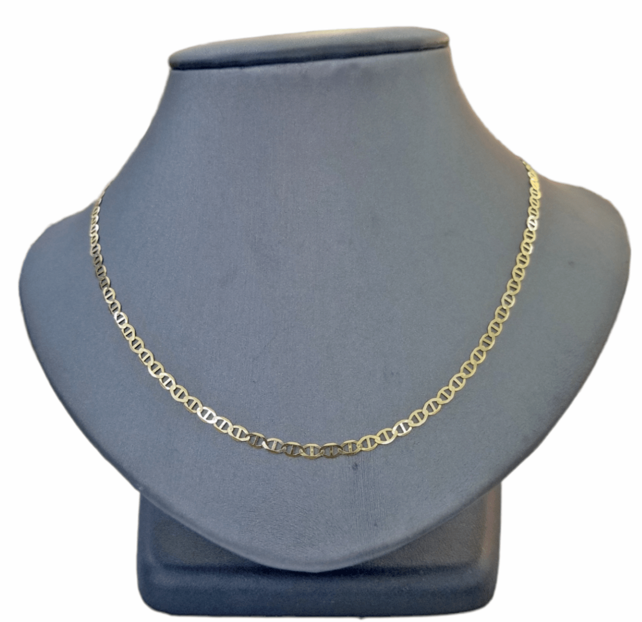 Real 10k Yellow Gold Mariner Anchor Link Chain 3mm Necklace 18" Inch - GoldenlinQ