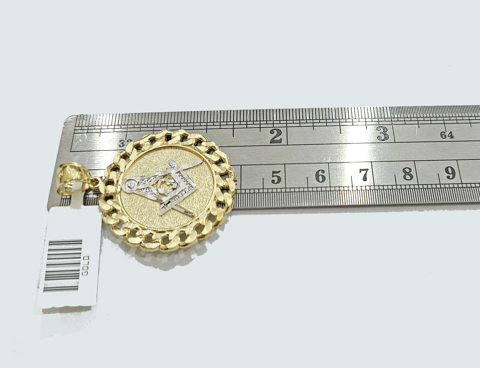 Real 10k Yellow Gold Masonic Charm 1.5'' inches Pendant 10kt for Chain - GoldenlinQ