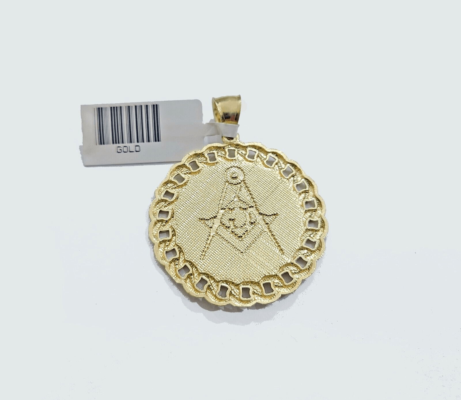 Real 10k Yellow Gold Masonic Charm 1.5'' inches Pendant 10kt for Chain - GoldenlinQ