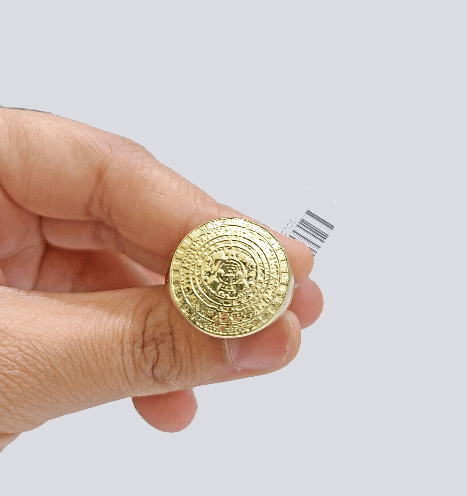Real 10k Yellow Gold Mayan Calendar Ring Band size 10 10kt gold - GoldenlinQ
