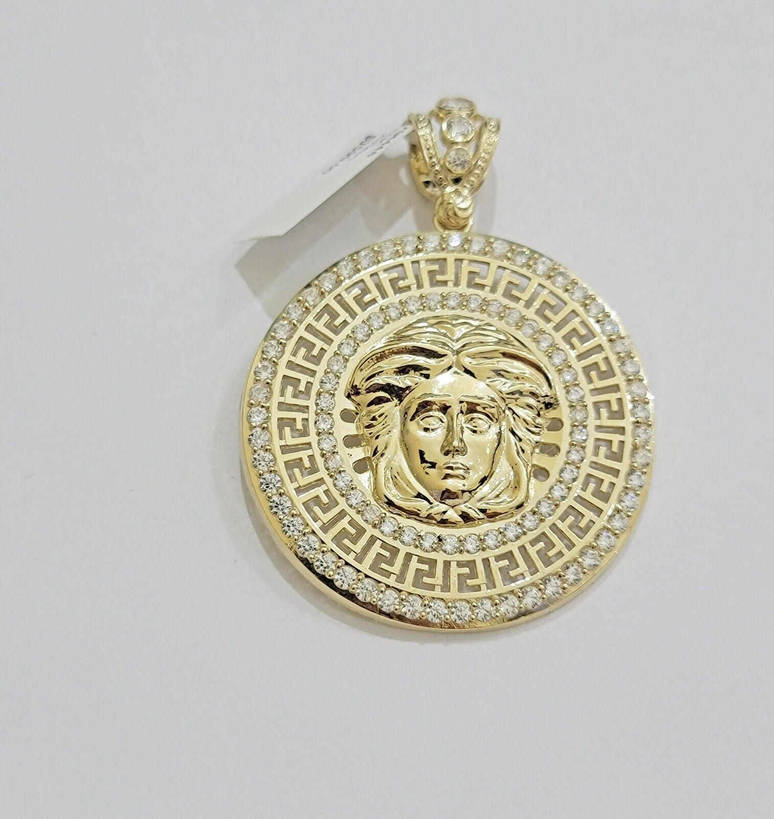 Real 10k Yellow Gold Medusa Head Charm Pendant 2.25" With Stones 10kt for Chain - GoldenlinQ